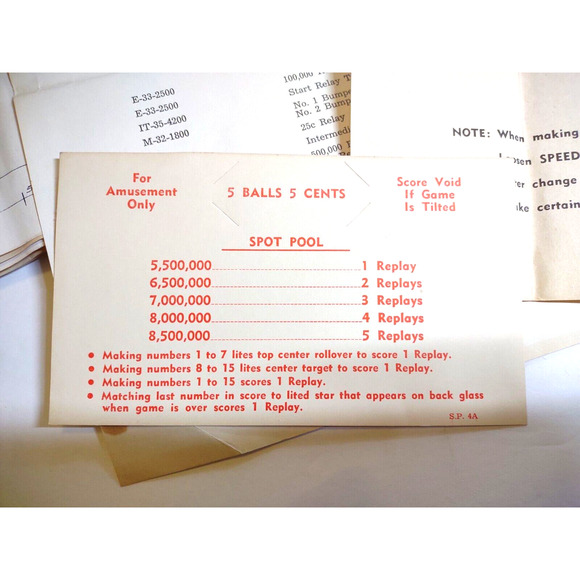 Spot Pool Pinball Machine Schematic Diagram Score Instruction Card Coil Chart - Picture 2 of 9